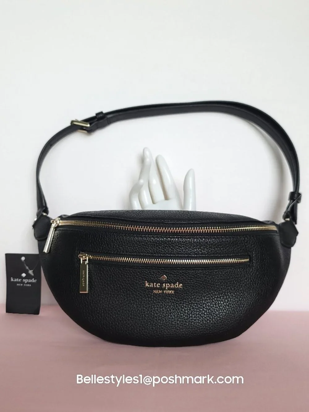 KATE SPADE Leila BELT Bag in Pebbled Leather – Black color⭐ - Picture 7 of 15
